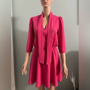 SO ALLURE Dress Size S  Short 3/4 Sleeve  Mini Pink !Missing Belt ! Made Italy